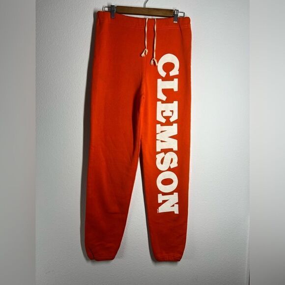 Vintage Russel Athletic Fleece Orange Retro Jogging pants Women's Size M *Notes - Picture 1 of 12